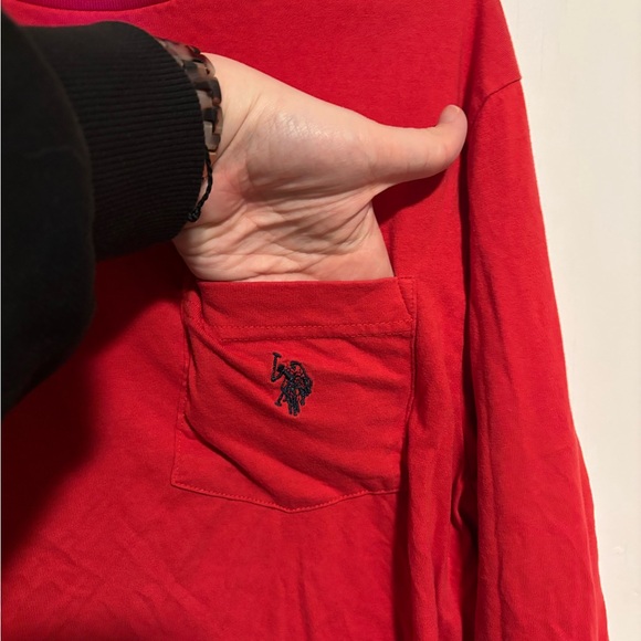 U.S. Polo Assn. Vibrant Red Long Sleeve Pocket Tee - Size Medium - Picture 4 of 4